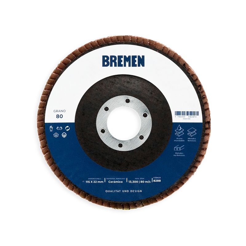 DISCO FLAP BREMEN 4-1/2″ (ø115x22mm) CERAMICO – 080 [10 unid]