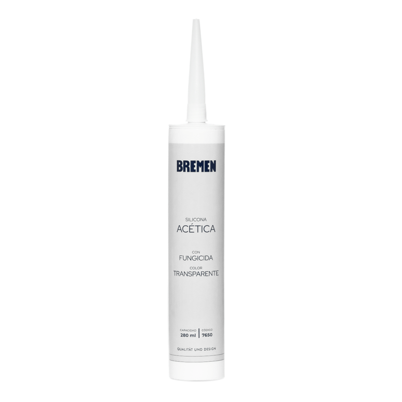 Silicona Acética con Fungicida 280ml [Transparente] BREMEN® (Caja x 24 Uni)