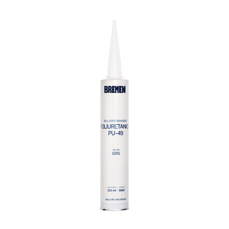 SEL. Sellador Adhesivo Poliuretánico PU-49 300ml [Gris] BREMEN® (Caja x 12 Uni)