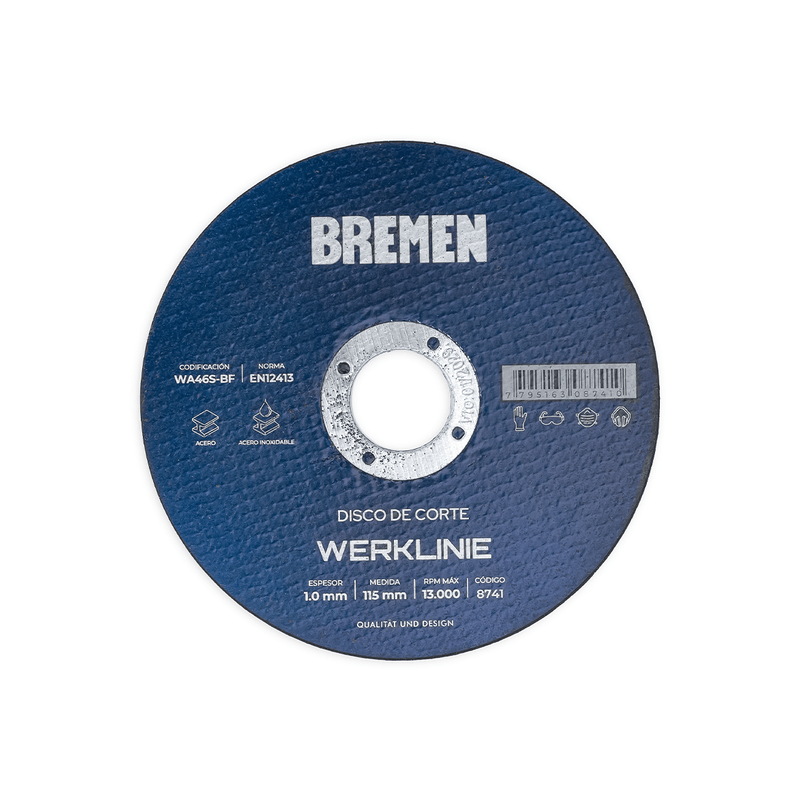 DISCO DE CORTE BREMEN® WERKLINIER 4-1/2″ (115×1.0x22mm) [50 unid] [Lata]