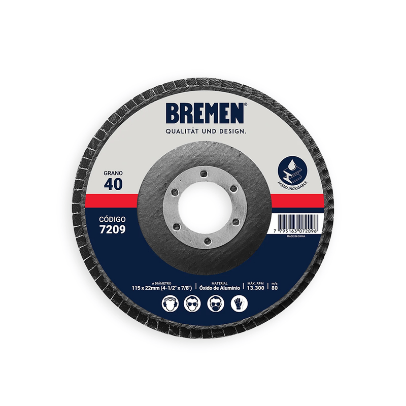 DISCO FLAP BREMEN 4-1/2″ Oxido de Al (G. 40) [10 unid]