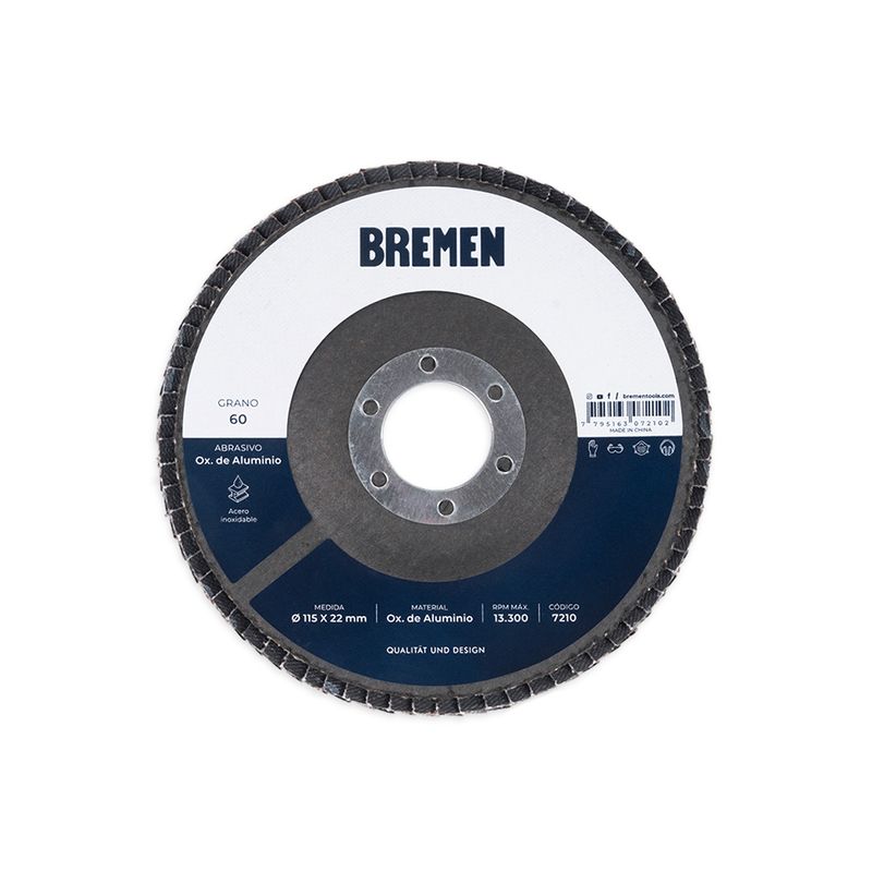 DISCO FLAP BREMEN 4-1/2″ Oxido de Al (G. 60) [10 unid]